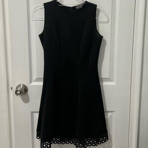 Donna Rocco Black A-Line Black Prepy Embroidered Lace Bottom Dress Size 6 Petite